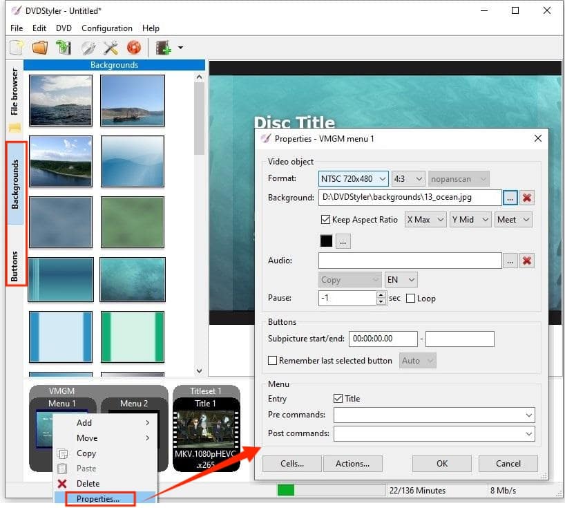 DVDStyler menu creator