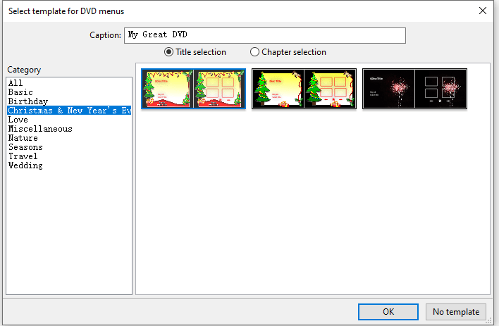 select template menu