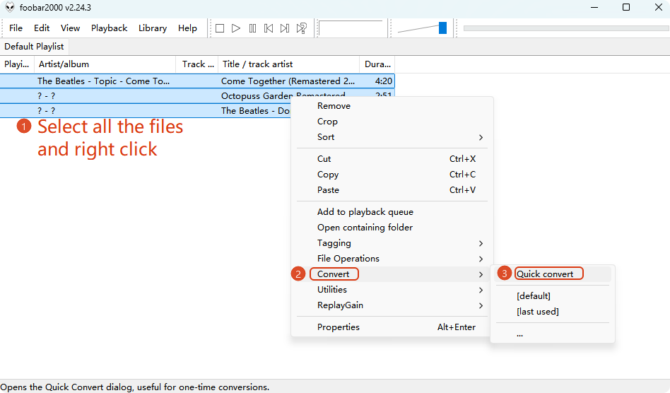 foobar convert flac to mp3