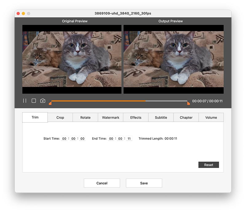 trim the video